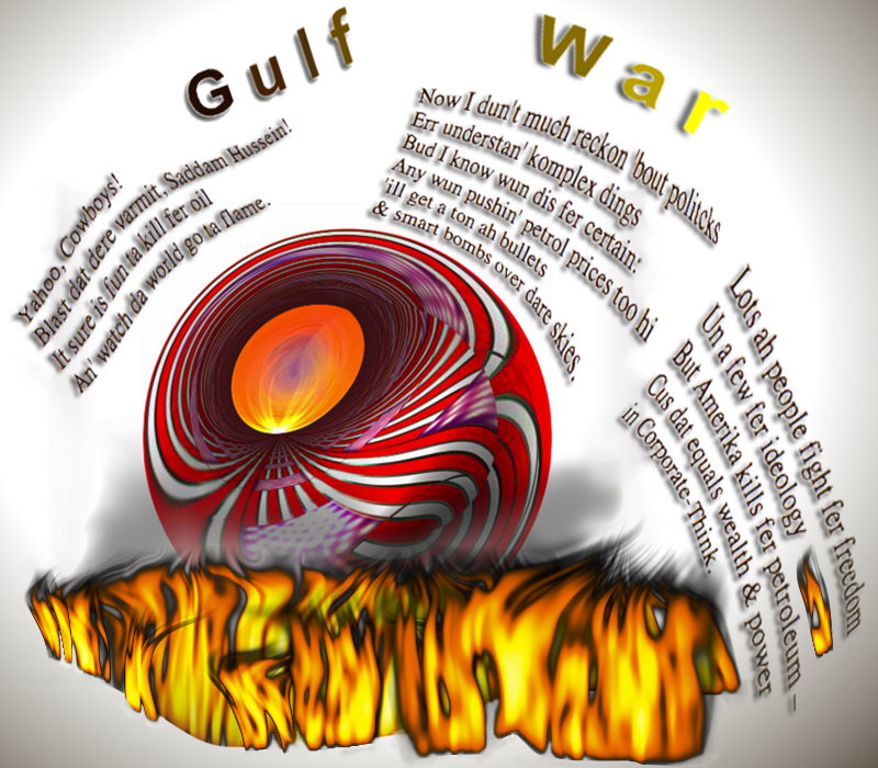 Gulf War - a graphic manipulation & poem by T Newfields