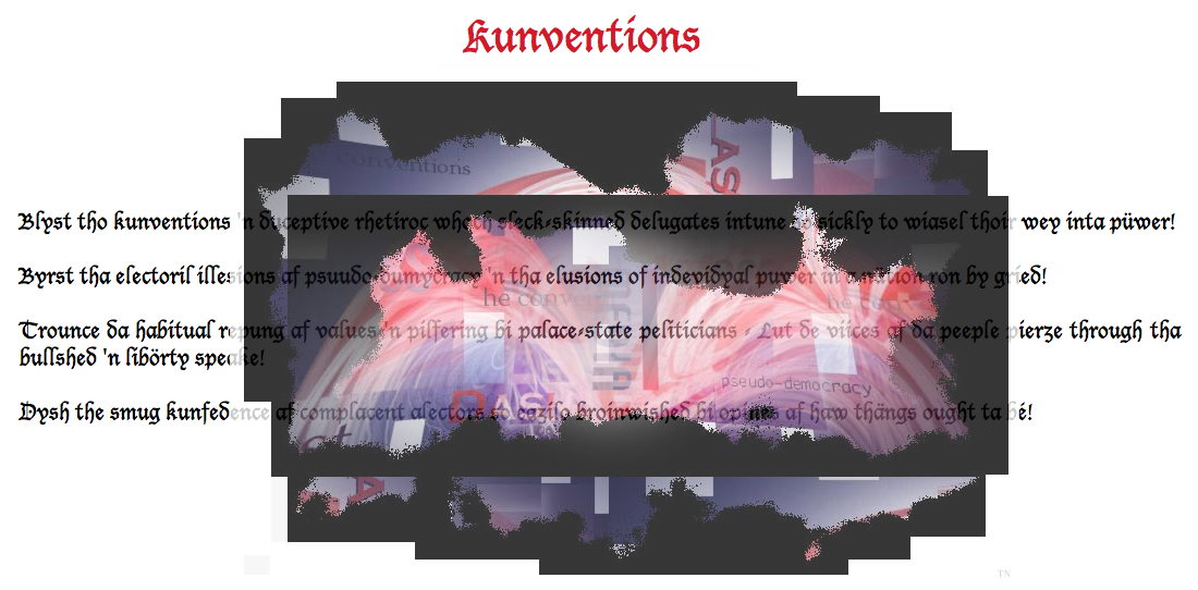 Kunventions- an art work and pseudo-poem by T Newfields