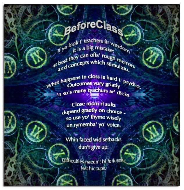 Before Class - a poem and image by T Newfields
