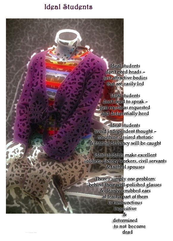 Ideal Students - an art work and poem by T Newfields