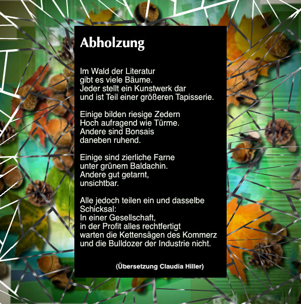 Abholzung - ein graphisches Gedicht von T Newfields