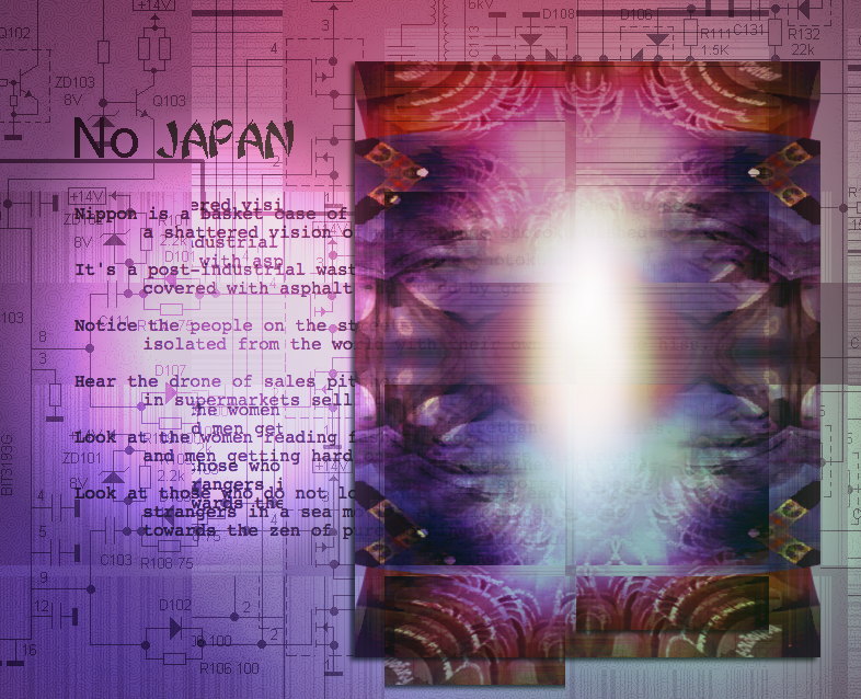 No JAPAN an art work and graphic poem by T Newfields
