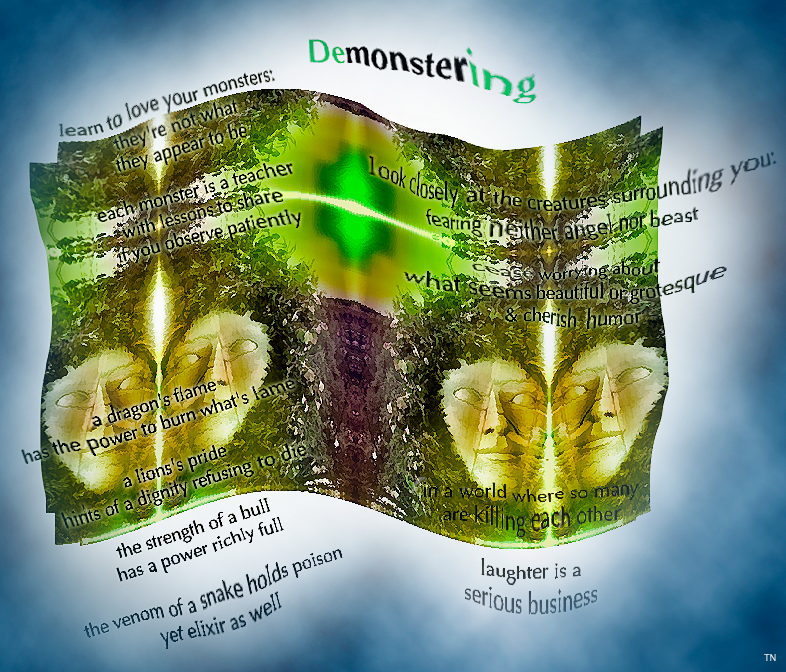 Demonstering - a poem and graphic manipulation by T Newfields